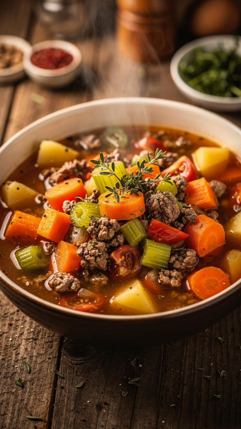 Cheesy Hamburger Potato Soup